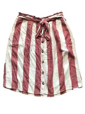 a.n.a A New Approach Paperbag Waist Striped Skirt Boho Red White Sz 12